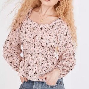 Madewell Plus Sophia Top in Bouquet Floral in Wisteria Dove